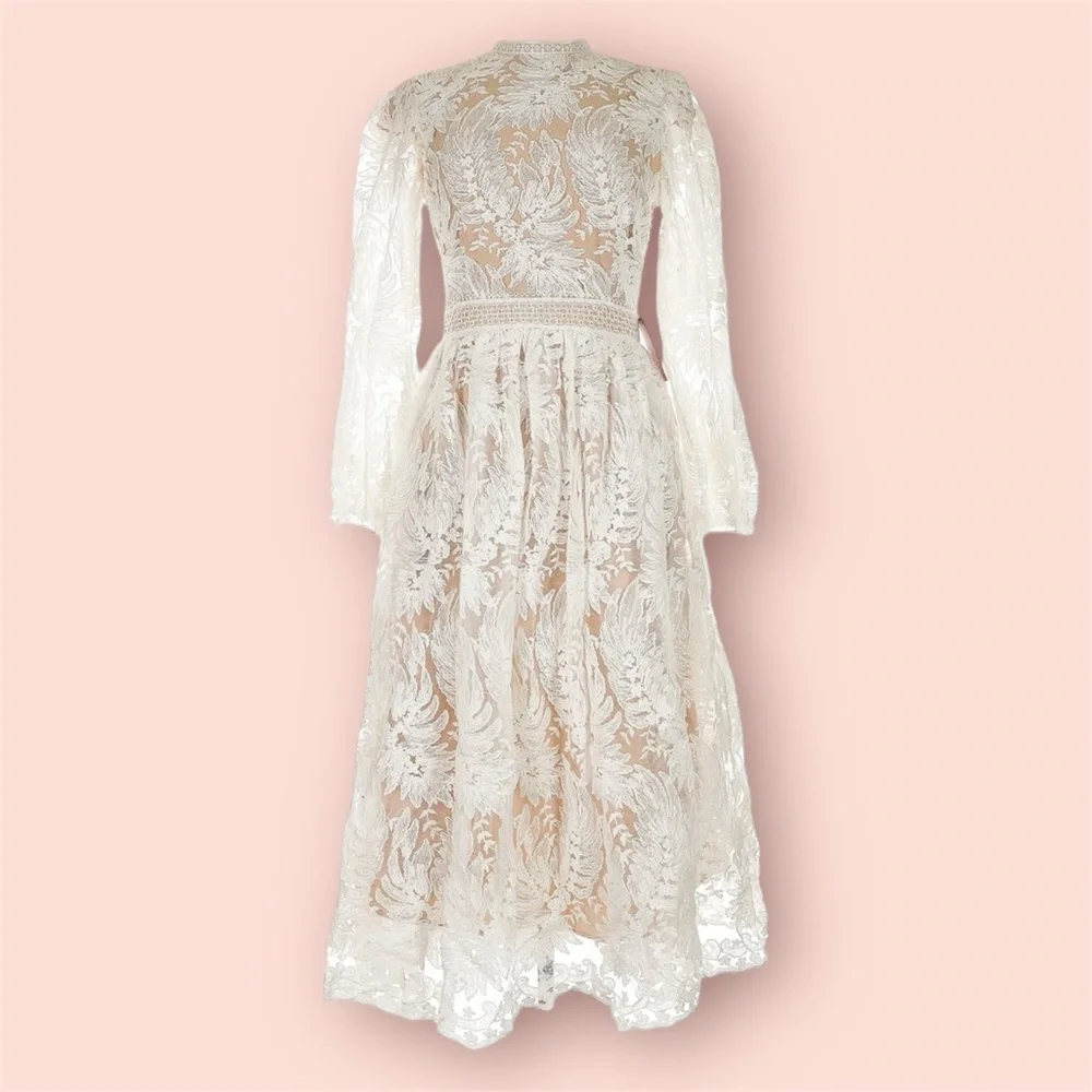 Ivy City Co Naples Lace Long Sleeve Midi Dress - Picture 3 of 6